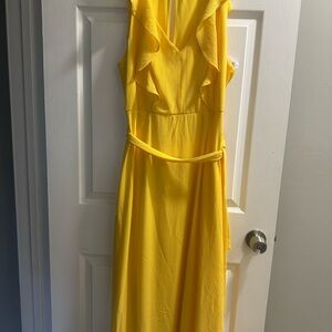 Bisou Bisou Bright Yellow Ruffle-Front Maxi Dress